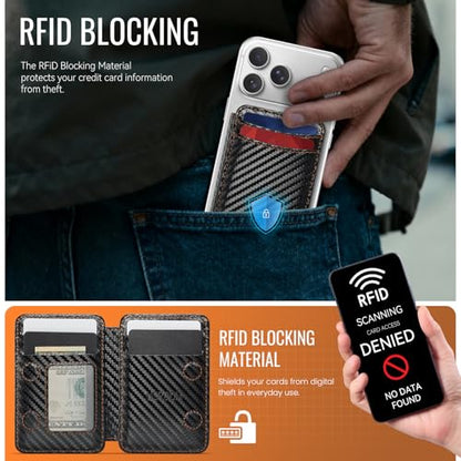 for Magsafe Wallet Magnetic RFID Blocking Card Holders, Carbon Black - color: Carbon Black