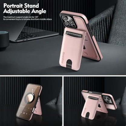 Shieldtop Compatible with MagSafe iPhone 16 Pro Wallet Case,Rose Gold | 2 in 1 Detachable Magnetic,Credit Card Holder Slots,RFID Blocking,PU Leather,Kickstand,Flip Folio Phone Cover for Men & Women - color: Rose Gold, size: iPhone 16 Pro 6.3"