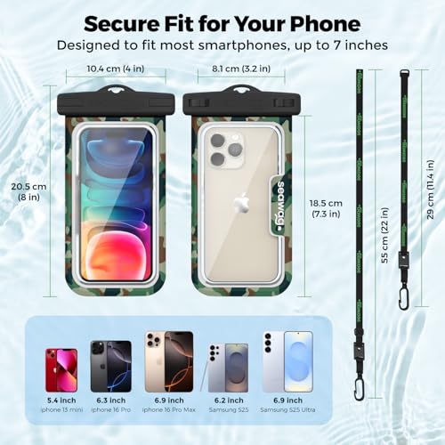 SEAWAG Waterproof Pouch for Smartphone Universal Size (Camouflage) - color: Camouflage