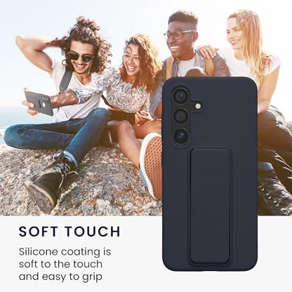 kwmobile Case for Samsung Galaxy S24 Case - Soft TPU Cover with Silicone Coating - with Hand Strap and Stand Function - Shockproof - Blueberry - color: blueberry, size: Galaxy S24