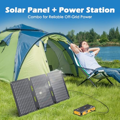 JIYHF AC Power Bank 99.9Wh with Foldable Solar Panel 30W - style: P100 Orange+30W