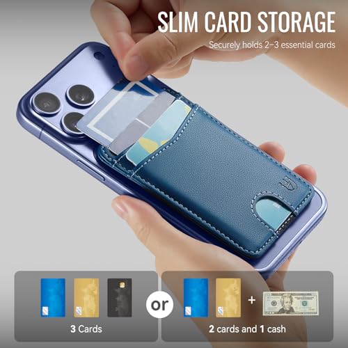 for Magsafe Wallet Magnetic Card Holder RFID Blocking, Blue - color: Blue
