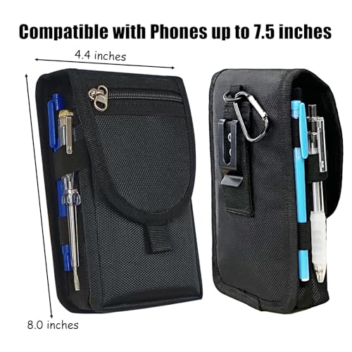 Dual Phone Holster with Belt Clip,Large Belt Smartphone Pouch for Men,Tactical Waist Cellphone Holder,Multi-Function Compatibility Mobilephone Case for Daily Use,Outdoor Activity,Hiking,Camping