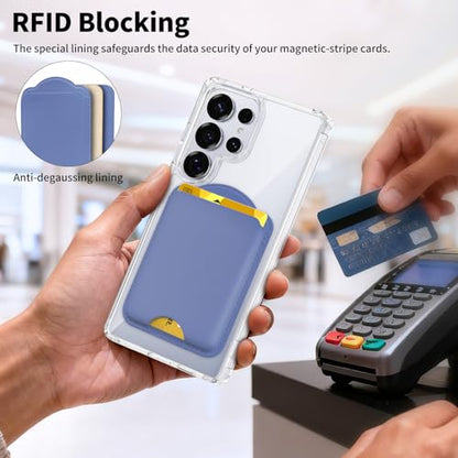 Magnetic Wallet for Samsung Galaxy S26 S25 S24 Series, Fold 8 Ultra with Magsafe Case, for iPhone 17-12 Series, RFID Blocking Leather Magnetic Card Holder | Holds 3 Cards | Purple - color: Purple