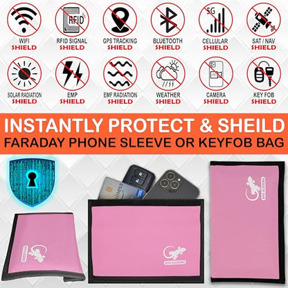 Gecko Travel Tech Faraday Bag Anti-Tracking GPS RFID Car Key Signal Blocker Wallet Shielding Pouch Protective Case for Cell Phone Car Key FOB, Data Privacy, Electronic Device Security (LIGHT PINK) - color: LIGHT PINK