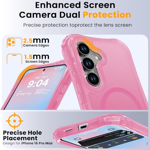 WRJ Magnetic Matte for Samsung Galaxy S26 FE Case,Samsung S25 FE Case [Fit for MagSafe][Military Grade Drop Protection] Translucent Shockproof Protective Phone Case-Pink - color: Pink, style: Matte
