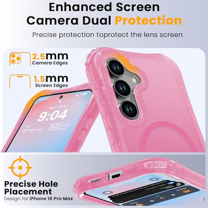 WRJ Magnetic Matte for Samsung Galaxy S26 FE Case,Samsung S25 FE Case [Fit for MagSafe][Military Grade Drop Protection] Translucent Shockproof Protective Phone Case-Pink - color: Pink, style: Matte