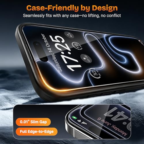 Screen Protector for iPhone 17 Pro Max 6.9 Inch, 3-Pack with Auto-Alignment Kit – 9H Hardness, HD Clear, Bubble-Free, Case-Friendly Tempered Glass - color: 17promax-Transparent