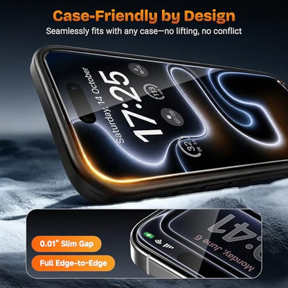 Screen Protector for iPhone 17 Pro Max 6.9 Inch, 3-Pack with Auto-Alignment Kit – 9H Hardness, HD Clear, Bubble-Free, Case-Friendly Tempered Glass - color: 17promax-Transparent
