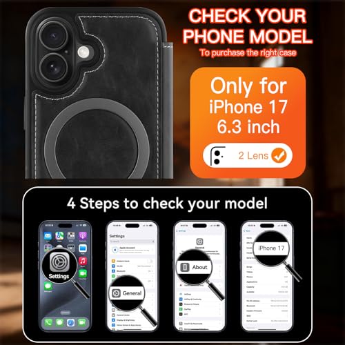 Wallet Phone Case Crafted for iPhone 17 Gray | PU Leather Phone Case Flip Cover Wrist Strap Card Holder Slots - color: Gray-2, size: iPhone 17