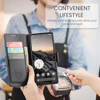 Wallet Case for Google Pixel 10/Google Pixel 10 Pro, Magnetic Flip Case with RFID Blocking Card Holder Kickstand for Women Men, Shockproof Durable Protective Phone Cover (Black) - color: Black