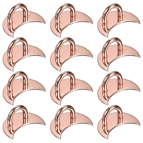 PATIKIL Metal Phone Charm Hook 1", 12Pcs Adhesive Moon Shaped Phone Finger Grip Hook Smartphones Keychain Ring Charm Loop for DIY Tablet Case Accessories, Rose Gold - color: Rose Gold