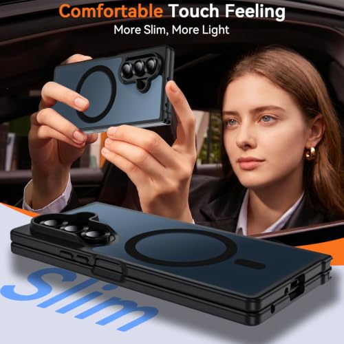for Samsung Galaxy Z Fold 8 Ultra Case| Galaxy Z Fold 7 Case Magnetic Black | Compatible with MagSafe, Hinge Protection,Translucent Matte Military Grade Protection Shockproof Rugged Phone Cover - color: Z Fold 8 Ultra-Black, size: Galaxy Z Fold 8 Ultra| Z