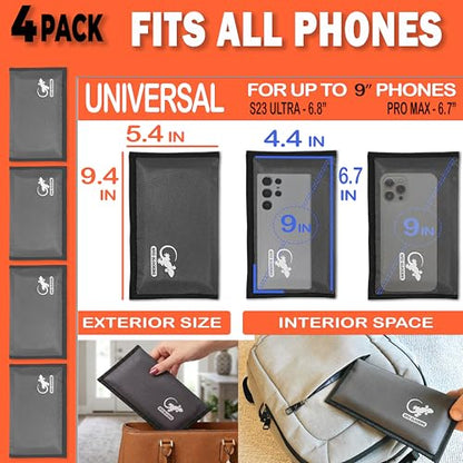 Gecko Travel Tech Faraday Bag Anti-Tracking GPS RFID Car Key Signal Blocker Wallet Shielding Pouch Protective Case for Cell Phone Car Key FOB, Data Privacy, Electronic Device Security (4 PACK - GRAY) - color: 4 PACK - GRAY