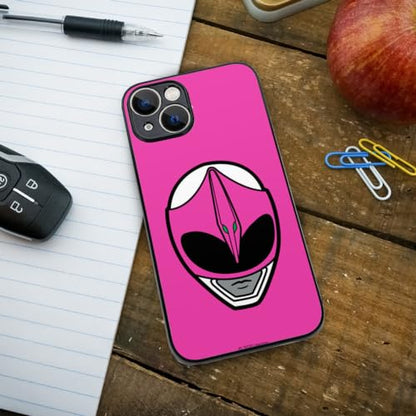 Power Rangers Pink Ranger Helmet Protective Slim Fit Plastic Bumper Case - color: iPhone 14 (Fits 6.1 Inch Display)
