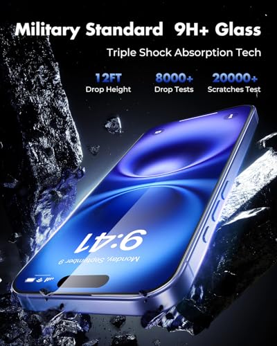 UNBREAKcable 3-Pack Screen Protector for iPhone 16,Tempered Glass | Shatterproof Glass,One Pull Perfection,Auto Dust Elimination,99.99% HD Clear,Bubble Free,Full Coverage for Apple 6.1 Inch - size: iPhone 16