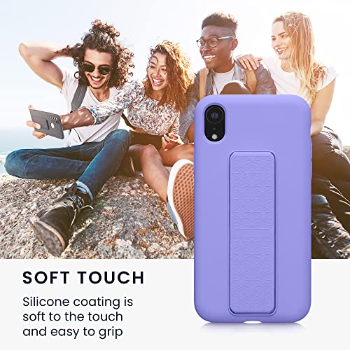 kwmobile Case for Apple iPhone XR Case - Soft TPU Cover with Silicone Coating - with Hand Strap and Stand Function - Shockproof - Lavender - color: lavender