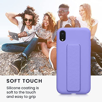 kwmobile Case for Apple iPhone XR Case - Soft TPU Cover with Silicone Coating - with Hand Strap and Stand Function - Shockproof - Lavender - color: lavender