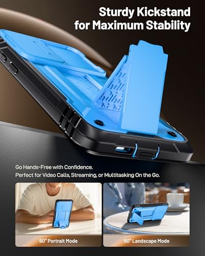 Poetic Revolution Case for Samsung Galaxy S26, [Slide Camera Cover], [20FT Mil-Grade Drop Tested], Full-Body Military Grade Rugged Dual-Layer Shockproof Cover with Kickstand, Light Blue - color: Light Blue, size: Galaxy S26