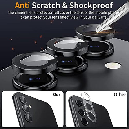 Zeking (2 Set for Samsung Galaxy S24 FE Camera Lens Protector, Scratch-Resistant HD Clarity Ultra-Thin 9H Tempered Glass with Aluminum Edging, Individual Metal Lens Cover (Black) - color: Black