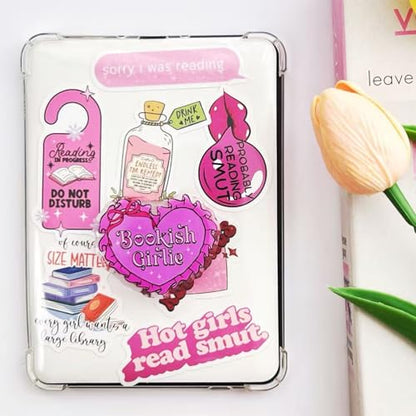 Cute Bookish Girlie Expandable Collapsible Grip, for with Kindle E-Readers, iPhones and Smartphones,Rotating Folding Elastic Base, A Gift for Book Lover - color: Bookish Girlie
