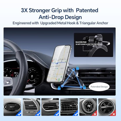 for iPhone MagSafe Phone Holders for Your car 2-Pack Adjustable Suction Cup Phone Mount for All iPhone & Android Smartphone,4 Setups - Dashboard/Vent/Windshield/Desk, Fits All Cars
