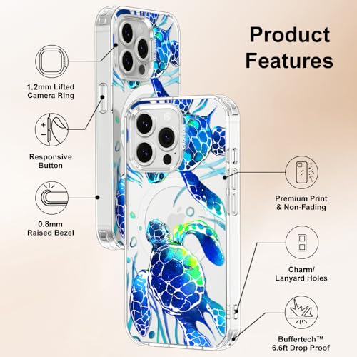 MOSNOVO Case for iPhone 13 Pro, [Compatible with Magsafe] [Buffertech 6.6ft Military-Grade Drop Protection] [Anti Peel Off Tech] Clear Phone Case Design - Sea Turtles - color: Sea Turtles, size: iPhone 13 Pro