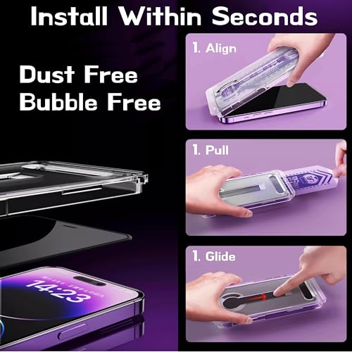 2 Pack Privacy Screen Protector for Apple iPhone 13 / iPhone 14 / iPhone13 Pro/iPhone 16e / iPhone 17e (6.1") Tempered Glass Film with Easy Installation Tool