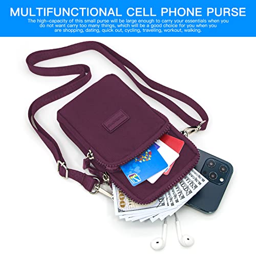 YINHEXI Small Crossbody Bags for Women Trendy, Mini Triple Compartment Cell Phone Crossbody Wallet Purses - color: Dark Purple