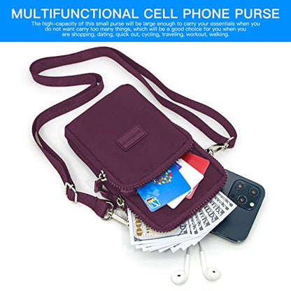 YINHEXI Small Crossbody Bags for Women Trendy, Mini Triple Compartment Cell Phone Crossbody Wallet Purses - color: Dark Purple