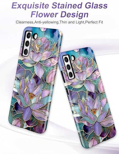 Magnetic Flower Case for Samsung Galaxy A16 5G, Purple | Compatible with MagSafe, Cute Aesthetic Stained Glass Lotus Floral, TPU and PC Protective Phone Cover for Women Girls - color: Purple Lotus