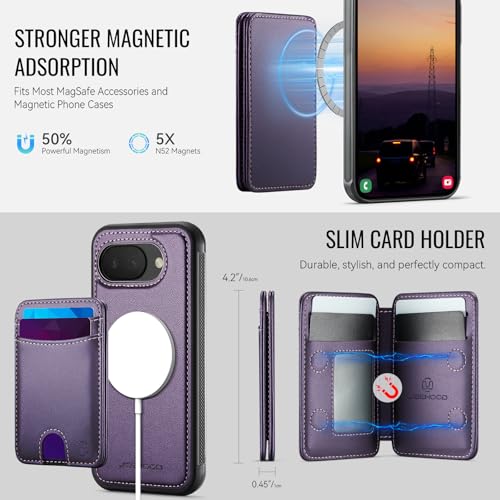 Wallet Case for Google Pixel 10a Compatible with MagSafe for Men Women, 2 in 1 Detachable Magnetic Phone Case with Card Holder Kickstand RFID Blocking for Pixel 10a (Purple) - color: Purple