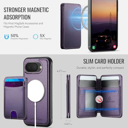 Wallet Case for Google Pixel 10a Compatible with MagSafe for Men Women, 2 in 1 Detachable Magnetic Phone Case with Card Holder Kickstand RFID Blocking for Pixel 10a (Purple) - color: Purple