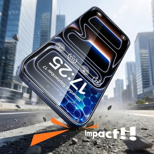 UNBREAKcable for iPhone 17 Pro Screen Protector, 3-Pack Full Coverage Tempered Glass [Military Grade Shatterproof] [9H Hardness] [Easy Installation] [Bubble Free] [99.99% HD Clear] for iPhone 17 Pro - size: iPhone 17 Pro