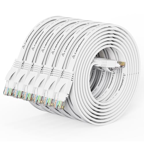 CableGeeker Cat 6 Flat Ethernet Cable 5ft 6Pack, 10Gbps, White - color: White-Flat, size: 5ft