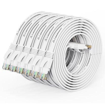 CableGeeker Cat 6 Flat Ethernet Cable 5ft 6Pack, 10Gbps, White - color: White-Flat, size: 5ft
