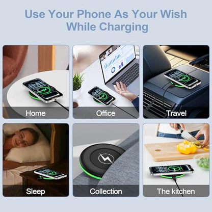 2Pack 15W Wireless Charger for Samsung S26 Wireless Charger Fast Charging Pad for Android Samsung Galaxy S26 Ultra/S25/S24/S23/S22/S21/Z Flip 7/Google Pixel 10 Pro/9a /9/8a/7a/8/7 Pro/iPhone 17/16/15