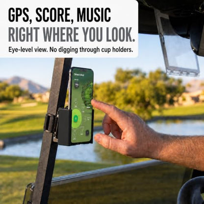Strap Style Golf Cart Phone Holder, Golf Cart Phone Mount by Desert Fox - color: Black