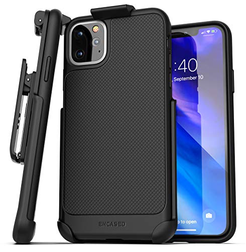 Encased iPhone 11 Pro Max Belt Clip Case (Thin Armor) Slim Grip Cover with Holster - Black - size: iPhone 11 Pro Max