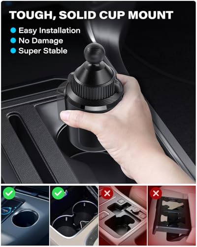 APPS2Car Cup Holder Base with 1” Ball, Expandable Car Mount for B-Size Arms