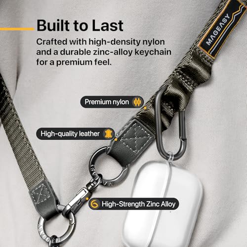MAGEASY 2-IN-1 Cellphone Lanyard Crossbody + Wrist Strap + Phone Tether & Attachment Clips, Compatible with iPhone 16 17 Google Pixel | Clip and Go Security Strap Neck Phone Leash (Starlight) - color: Starlight