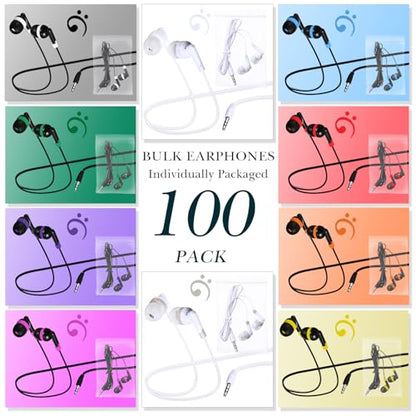 Kanayu 100 Pack Wired Earbuds Bulk for Classroom, No Mic 3.5mm, Colorful - color: Colorful