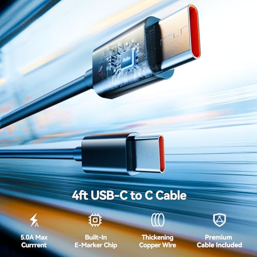 Ruko 65W Type C Charger with Cable, GaN Fast Charger Block - size: Charger + Cable
