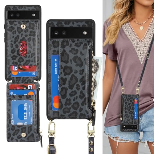 Cavor Compatible with Google Pixel 6a Case Wallet, Leopard Black - color: Leopard Black, size: Google Pixel 6a