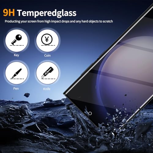 3 Pack Galaxy S23 Ultra Screen Protection with 2 Pack Camera Lens Protector, 9H Clear Hardness Tempered Glass and Anti Scratch Bubble Free Ultra Resistant(6.8”) - size: Galaxy S23 Ultra 6.8-inch