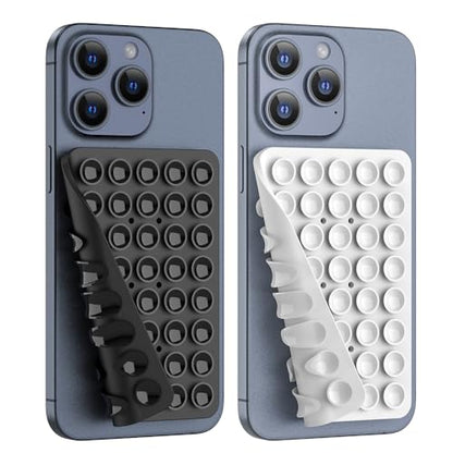 Double Sided Silicone Suction Phone Holder Mount, Silicon Accessory for iPhone and Android, Hands-Free Mirror Shower Phone Holder, TikTok Videos and Selfies (Black+White) - color: Black+White