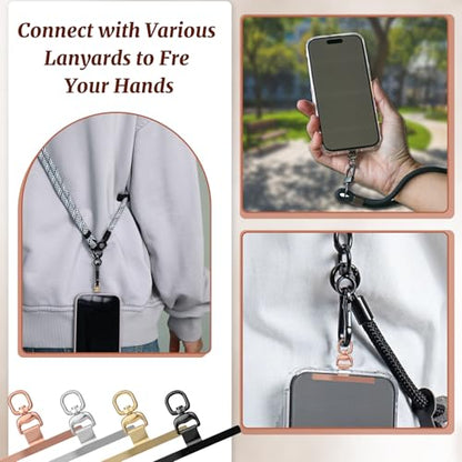 Vin Beauty 4 PCS Phone Tether Tab, 360° Rotatable Cell Phone Lanyard Patch Ultra-Thin Universal Stainless Steel Phone Lanyard Tab Metal Replacement Patch for Cell Phone and Most Smartphones