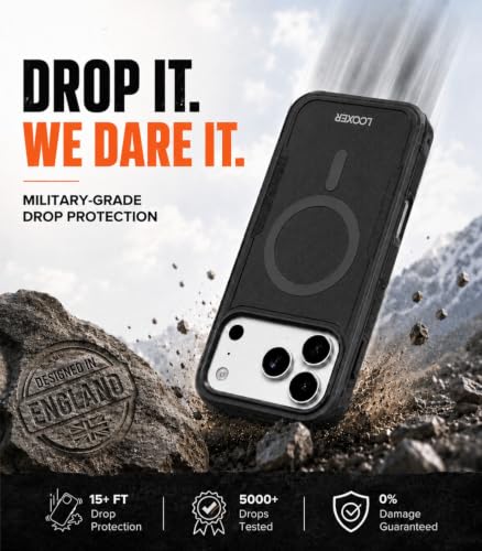 LOOXER® Heavy Duty Rugged Magnetic Case for iPhone 17 Pro (6.3”) | Military Grade Shockproof Protection,MagSafe Compatible+ Tempered Glass Included (Black, 17 Pro) - color: Black, size: 17 Pro