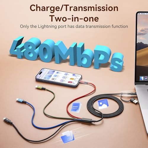 Minlu 4 in 2 Multi Charging Cable,USB C Charging Cords for Multiple Devices