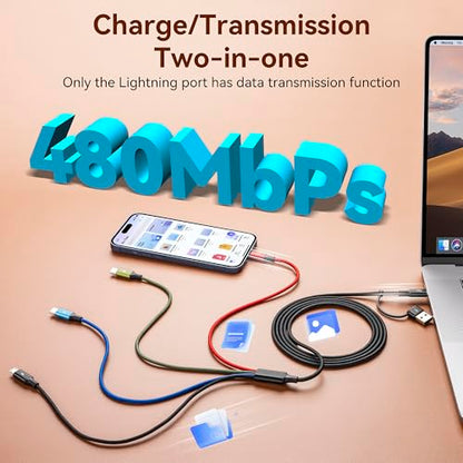 Minlu 4 in 2 Multi Charging Cable,USB C Charging Cords for Multiple Devices